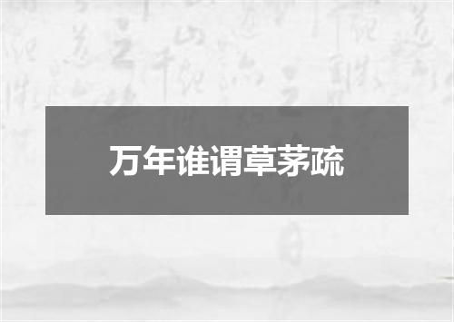 万年谁谓草茅疏