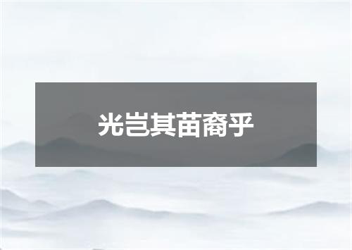光岂其苗裔乎