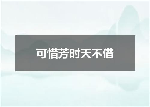 可惜芳时天不借