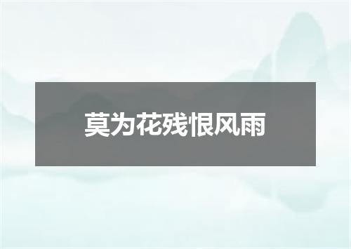莫为花残恨风雨