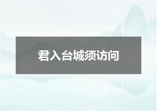 君入台城须访问