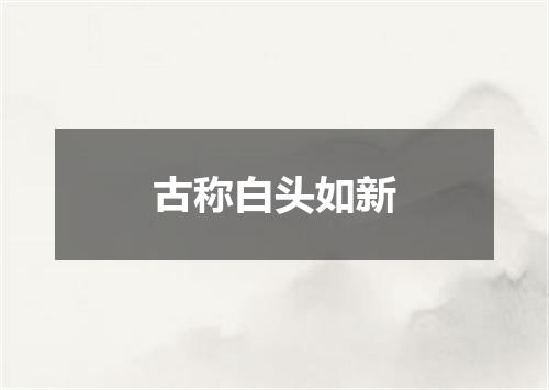 古称白头如新