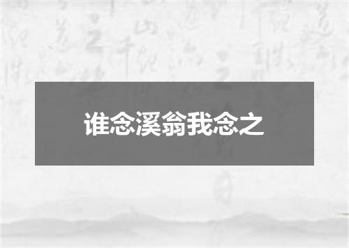 谁念溪翁我念之