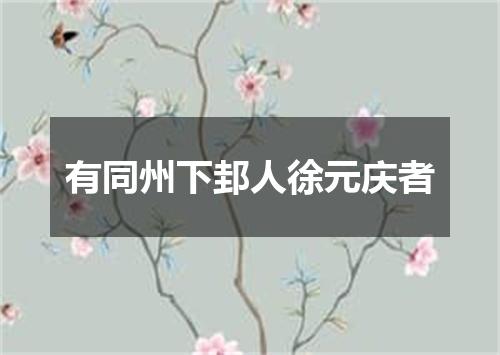 有同州下邽人徐元庆者