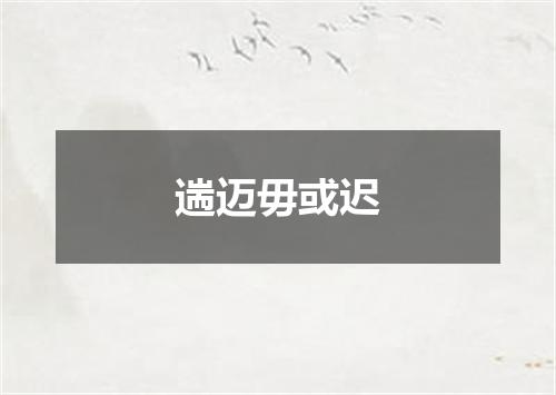 遄迈毋或迟