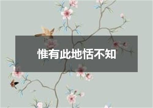 惟有此地恬不知