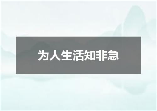 为人生活知非急