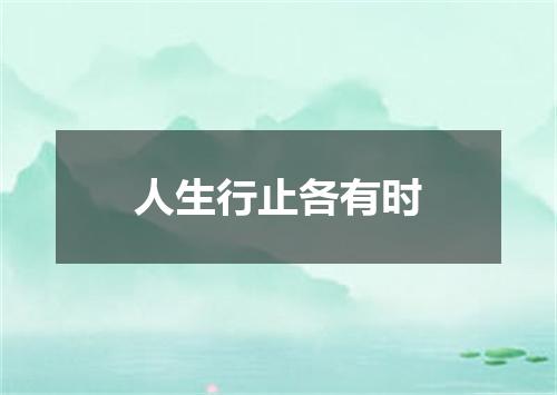 人生行止各有时