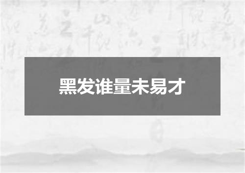 黑发谁量未易才