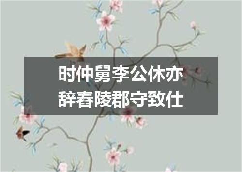 时仲舅李公休亦辞舂陵郡守致仕
