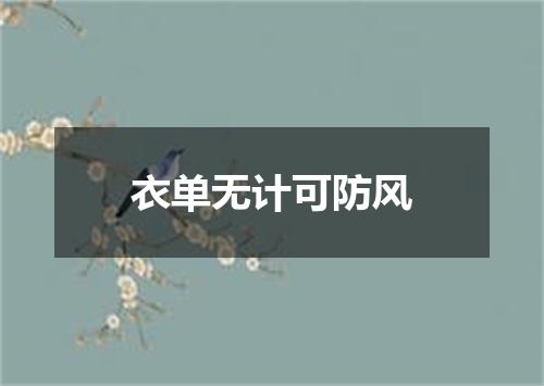 衣单无计可防风