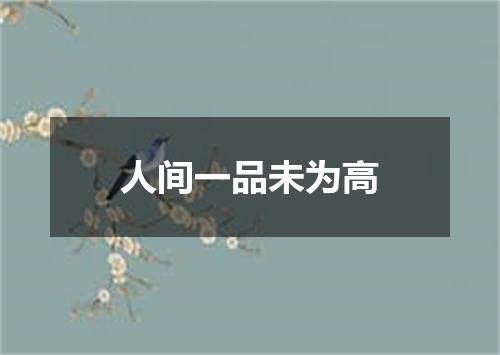 人间一品未为高
