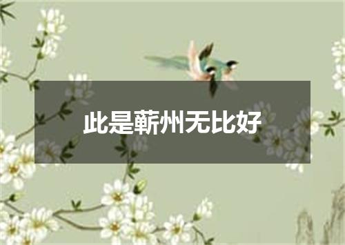 此是蕲州无比好