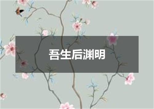吾生后渊明