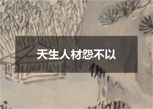 天生人材怨不以