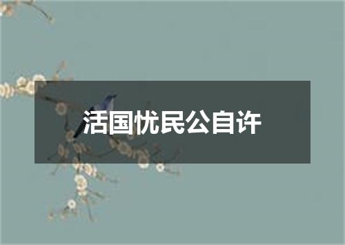 活国忧民公自许