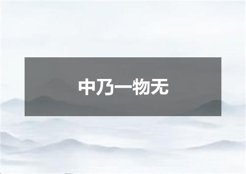 中乃一物无