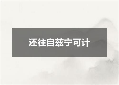 还往自兹宁可计