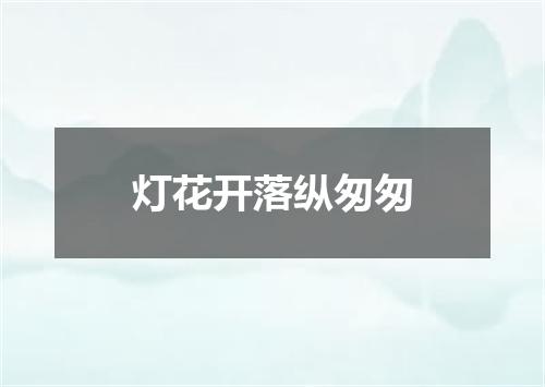 灯花开落纵匆匆