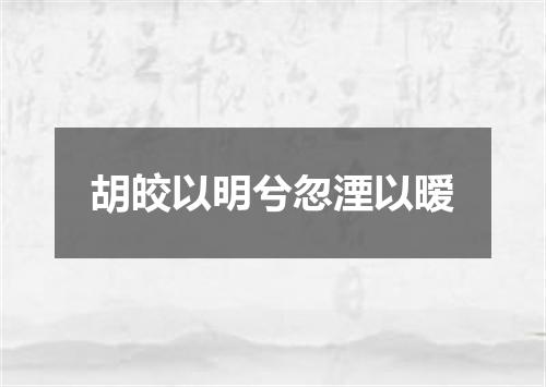 胡皎以明兮忽湮以暧