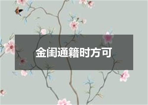 金闺通籍时方可
