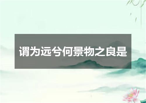 谓为远兮何景物之良是