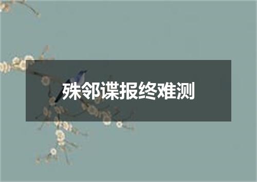 殊邻谍报终难测