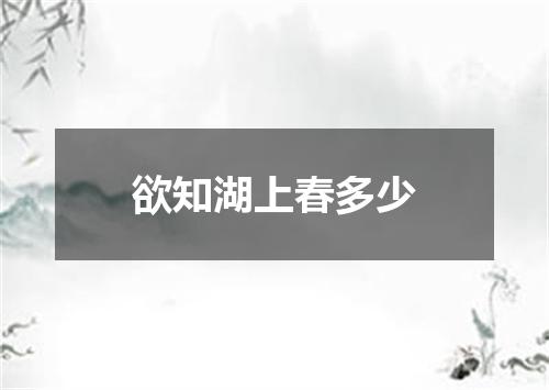 欲知湖上春多少