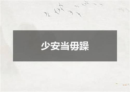 少安当毋躁