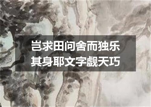 岂求田问舍而独乐其身耶文字觑天巧