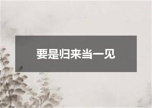 要是归来当一见