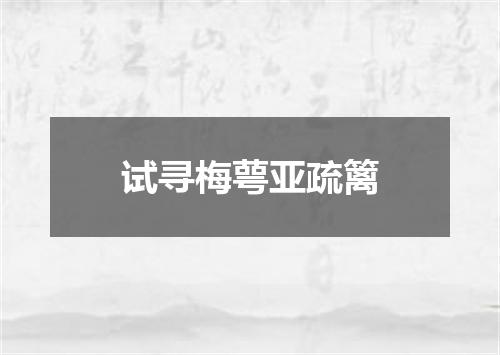 试寻梅萼亚疏篱