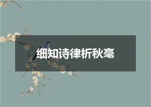细知诗律析秋毫