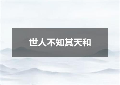 世人不知其天和