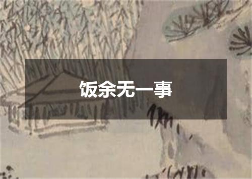 饭余无一事