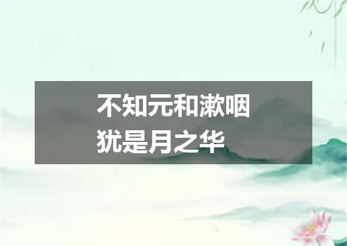 不知元和漱咽犹是月之华