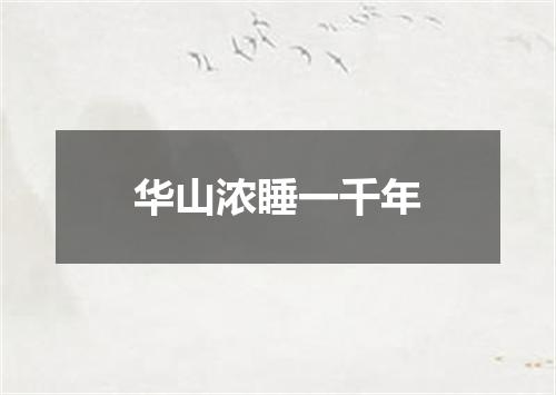 华山浓睡一千年
