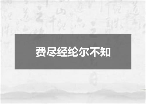 费尽经纶尔不知