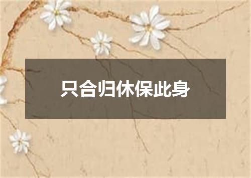 只合归休保此身