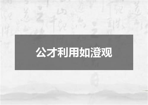 公才利用如澄观