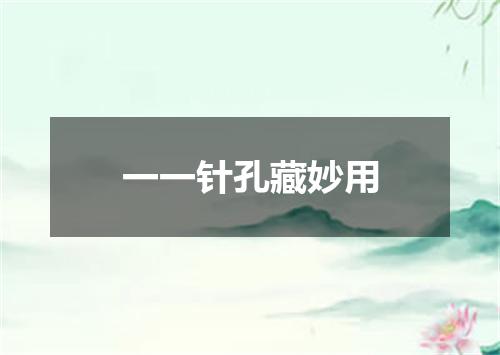 一一针孔藏妙用