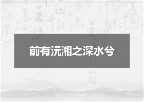 前有沅湘之深水兮