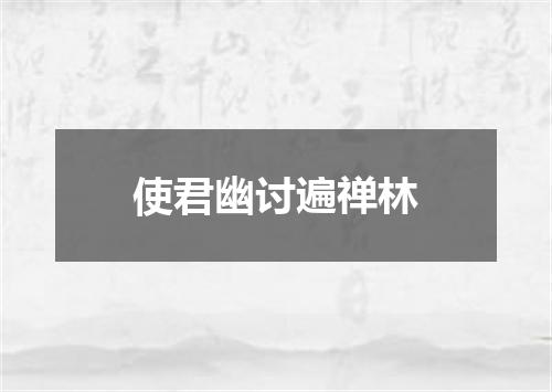 使君幽讨遍禅林