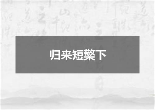 归来短檠下