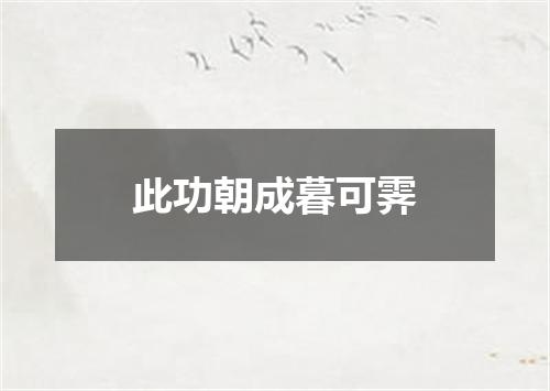 此功朝成暮可霁