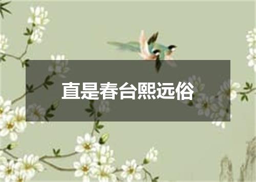 直是春台熙远俗