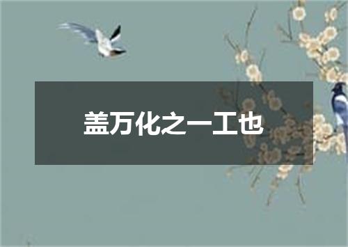 盖万化之一工也