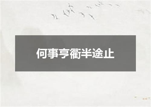 何事亨衢半途止