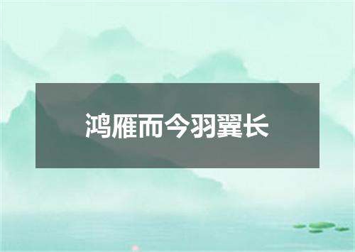 鸿雁而今羽翼长