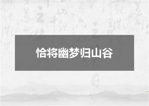 恰将幽梦归山谷